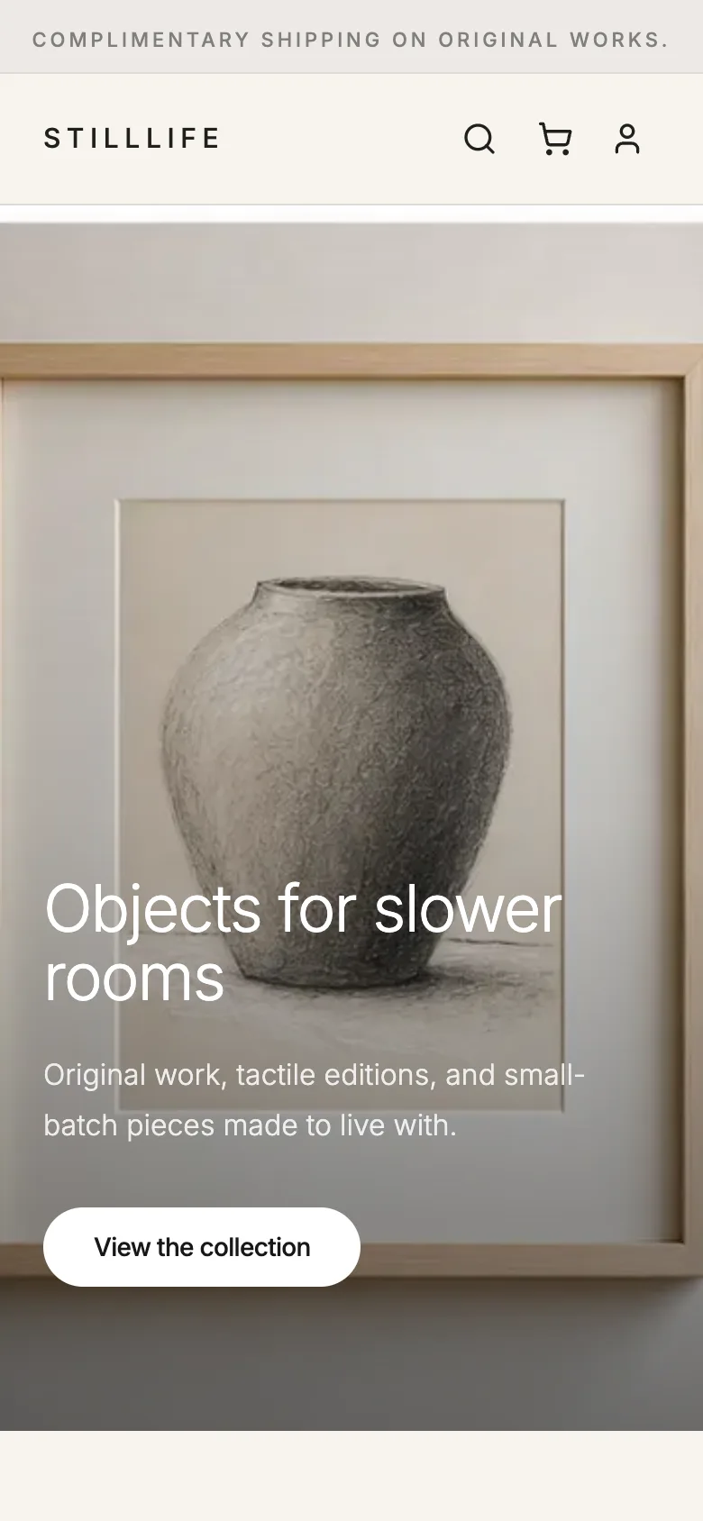 Still Life editorial theme on mobile